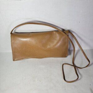 Vintage Tan Faux Leather Swafford Originals Shoulder Crossbody Clutch Bag